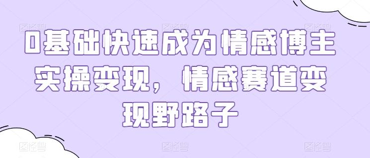 0基础快速成为情感博主实操变现，情感赛道变现野路子-梦清网创