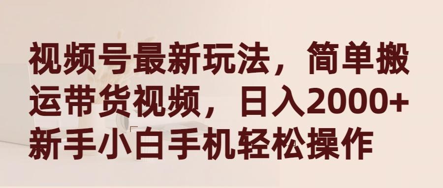 (9486期)视频号最新玩法，简单搬运带货视频，日入2000+，新手小白手机轻松操作-梦清网创