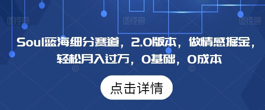 Soul蓝海细分赛道，2.0版本，做情感掘金，轻松月入过万，0基础，0成本-梦清网创