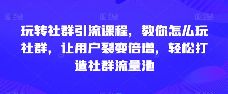 玩转社群引流课程，教你怎么玩社群，让用户裂变倍增，轻松打造社群流量池-梦清网创