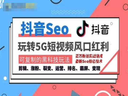 抖音SEO引流培训课程-抓住抖音风口，实现搜索排名，获取精准流量，快速成交变现-梦清网创