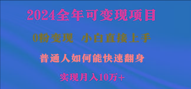 2024全年可变现项目，一天收益至少2000+，小白上手快，普通人就要利用互…-梦清网创