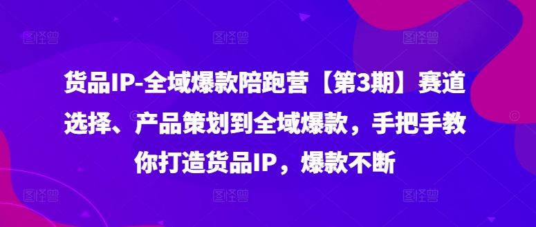 货品IP全域爆款陪跑营【第3期】赛道选择、产品策划到全域爆款，手把手教你打造货品IP，爆款不断-梦清网创