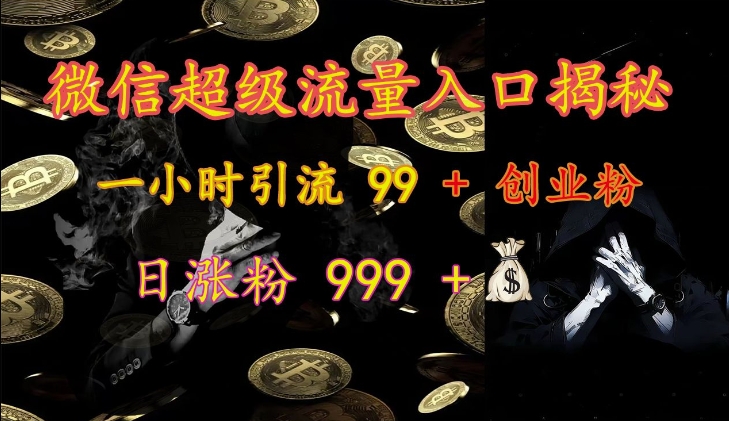 微信超级流量入口揭秘：一小时引流 99 + 创业粉，日涨粉 999 +-梦清网创
