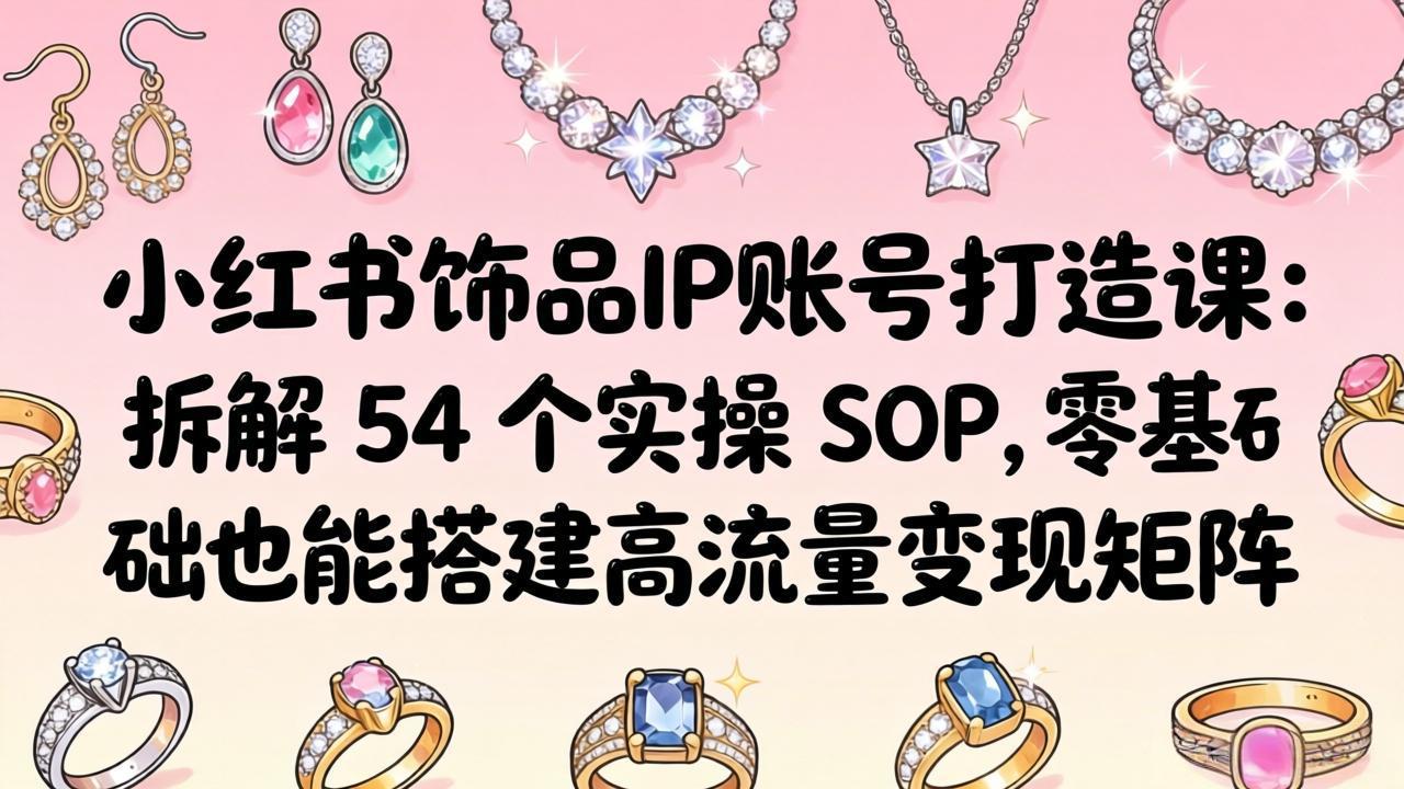 小红书饰品IP账号打造课:拆解 54 个实操 SOP,零基础也能搭建高流量变现矩阵-梦清研习社