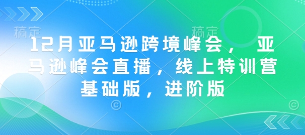 12月亚马逊跨境峰会， 亚马逊峰会直播，线上特训营基础版，进阶版-梦清网创