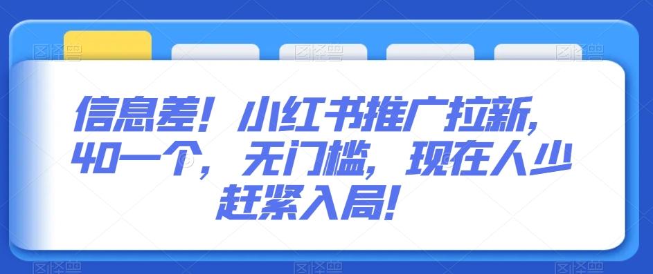 信息差！小红书推广拉新，40一个，无门槛，现在人少赶紧入局！-梦清网创