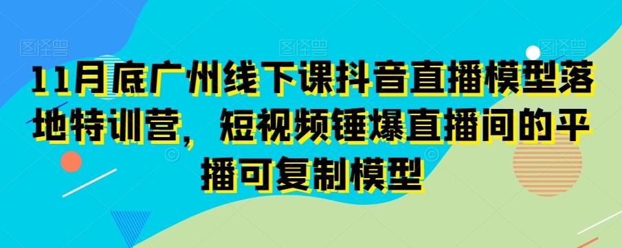 11月底广州线下课抖音直播模型落地特训营，短视频锤爆直播间的平播可复制模型-梦清网创
