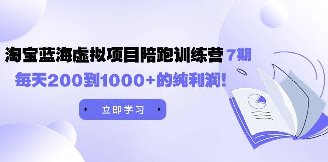 (9541期)黄岛主《淘宝蓝海虚拟项目陪跑训练营7期》每天200到1000+的纯利润-梦清网创