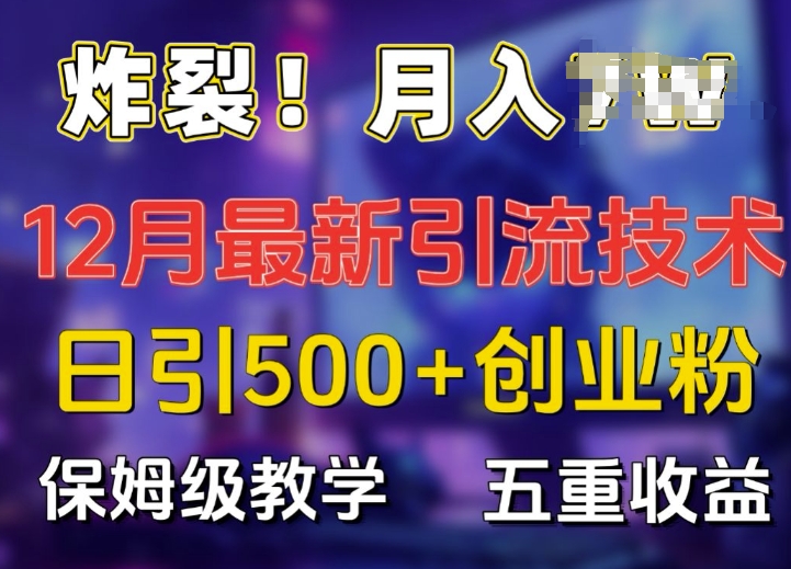 炸裂!揭秘12月最新日引流500+精准创业粉，多重收益保姆级教学-梦清网创