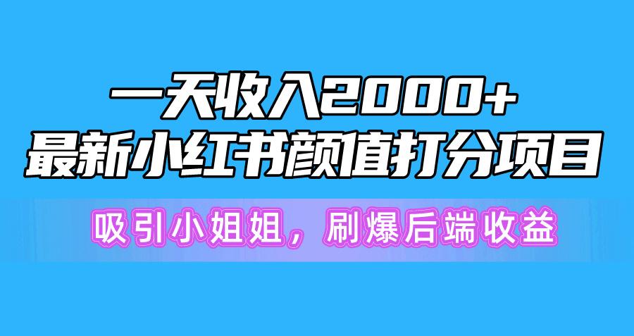 一天收入2000+，最新小红书颜值打分项目，吸引小姐姐，刷爆后端收益-梦清网创