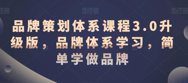 品牌策划体系课程3.0升级版，品牌体系学习，简单学做品牌-梦清网创