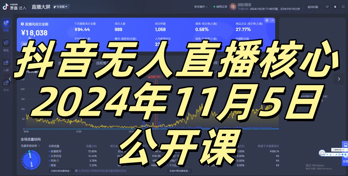 抖音无人直播核心公开课，咸鱼翻身小白可做带有睡后收入月入过万太简单【揭秘】-梦清网创