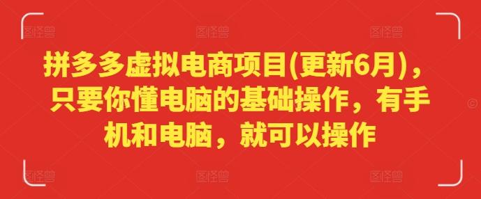 拼多多虚拟电商项目(更新6月)，只要你懂电脑的基础操作，有手机和电脑，就可以操作-梦清网创