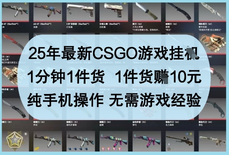 25年最新CSGO游戏挂G，1分钟1件货，1件货挣10元，纯手机操作，无需游戏经验【揭秘】-梦清网创