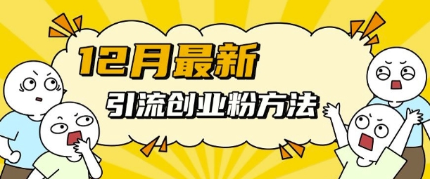 12月最新引流创业粉方法，方法非常简单，适用于多平台-梦清网创