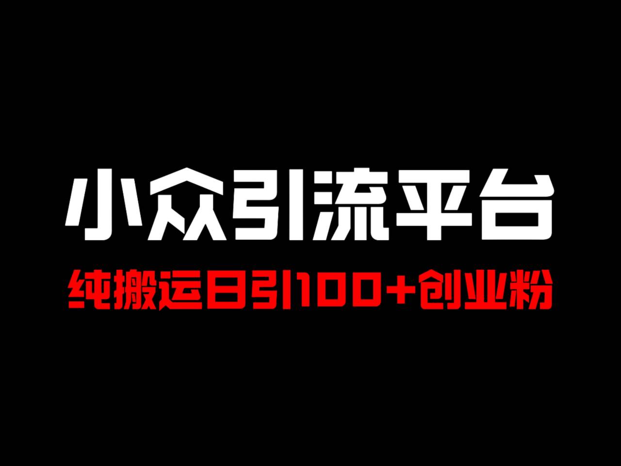 冷门引流平台，纯搬运日引100+高质量年轻创业粉！-梦清网创