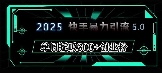 2025年快手6.0保姆级教程震撼来袭，单日狂吸300+精准创业粉-梦清网创