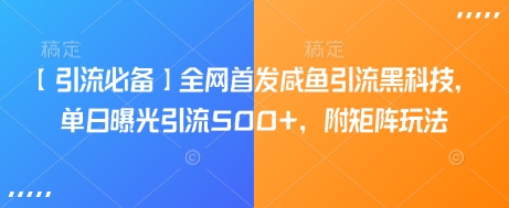 【引流必备】全网首发咸鱼引流黑科技，单日曝光引流500+，附矩阵玩法【揭秘】-梦清网创