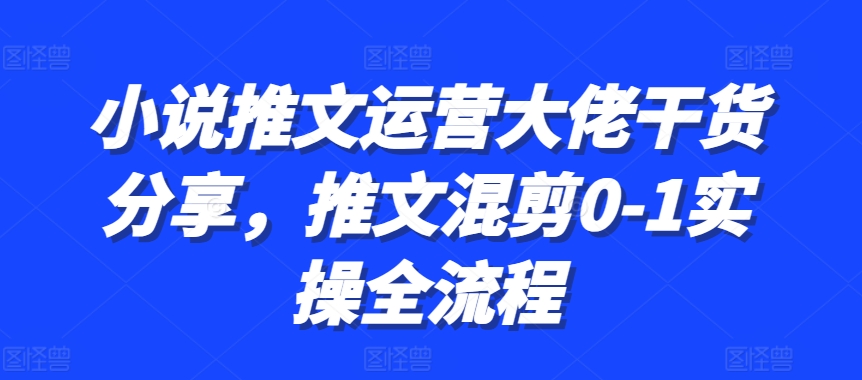 小说推文运营大佬干货分享，推文混剪0-1实操全流程-梦清网创