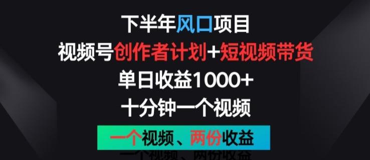 下半年风口项目，视频号创作者计划+视频带货，一个视频两份收益，十分钟一个视频【揭秘】-梦清网创