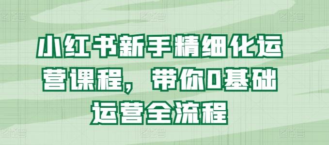 小红书新手精细化运营课程，带你0基础运营全流程-梦清网创