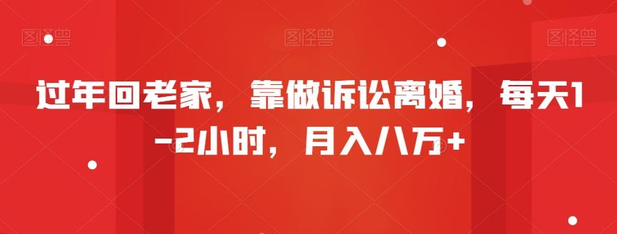 过年回老家，靠做诉讼离婚，每天1-2小时，月入八万+-梦清网创