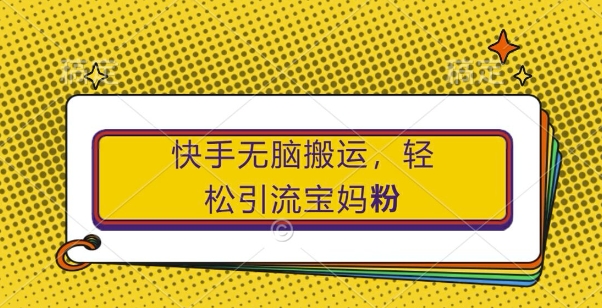 快手无脑搬运，轻松引流宝妈粉，纯小白轻松上手【揭秘】-梦清网创