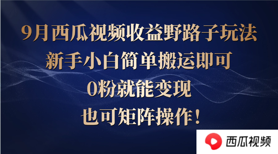 西瓜视频收益野路子玩法，新手小白简单搬运即可，0粉就能变现，也可矩…-梦清网创
