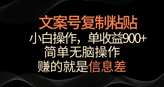 文案号掘金，简单复制粘贴，小白操作，单作品收益900+【揭秘】-梦清网创