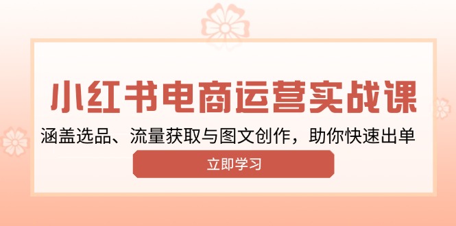 小红书变现运营实战课，涵盖选品、流量获取与图文创作，助你快速出单-梦清网创