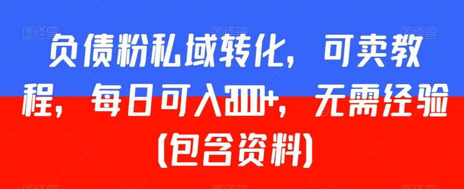 负债粉私域转化，可卖教程，每日可入2000+，无需经验（包含资料）【揭秘】-梦清网创