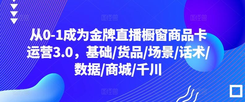 从0-1成为金牌直播橱窗商品卡运营3.0，基础/货品/场景/话术/数据/商城/千川-梦清网创