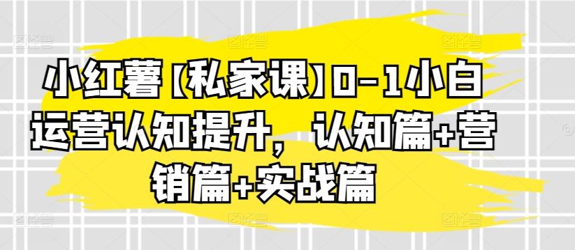 小红薯【私家课】0-1小白运营认知提升，认知篇+营销篇+实战篇-梦清网创