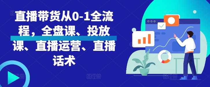 直播带货从0-1全流程，全盘课、投放课、直播运营、直播话术-梦清网创