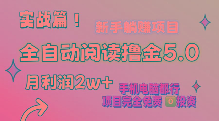 小说全自动阅读撸金5.0 操作简单 可批量操作 零门槛！小白无脑上手月入2w+-梦清网创