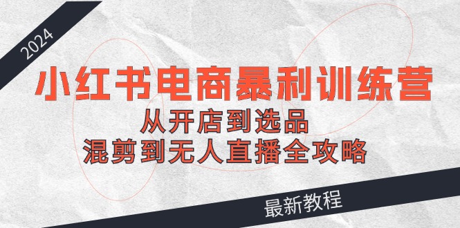 2024小红书电商暴利训练营：从开店到选品，混剪到无人直播全攻略-梦清网创