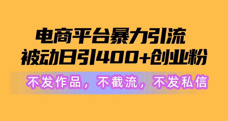 电商平台暴力引流,被动日引400+创业粉不发作品，不截流，不发私信-梦清网创