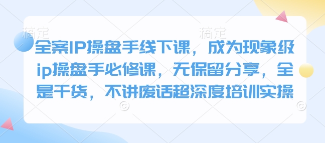 全案IP操盘手线下课，成为现象级ip操盘手必修课，无保留分享，全是干货，不讲废话超深度培训实操-梦清网创