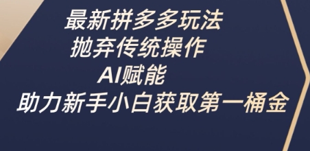 最新拼多多玩法，抛弃传统操作，AI赋能，助力新手小白获取第一桶金-梦清网创