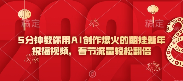 5分钟教你用AI创作爆火的萌娃新年祝福视频，春节流量轻松翻倍-梦清网创