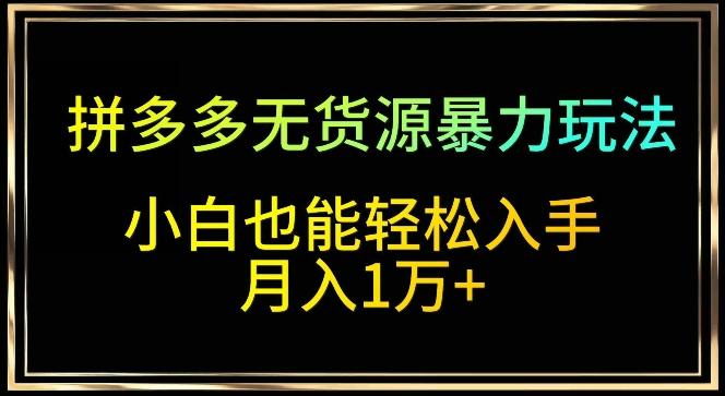 拼多多无货源暴力玩法，全程干货，小白也能轻松入手，月入1万+【揭秘】-梦清网创