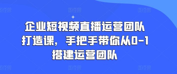 企业短视频直播运营团队打造课，手把手带你从0-1搭建运营团队-梦清网创