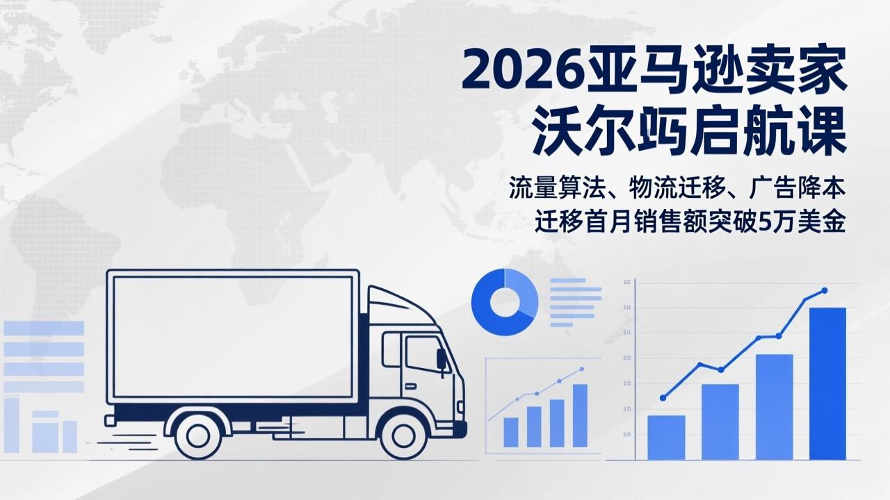 2026亚马逊卖家沃尔玛启航课,流量算法、物流迁移、广告降本,迁移首月销售额突破5万美金-梦清研习社