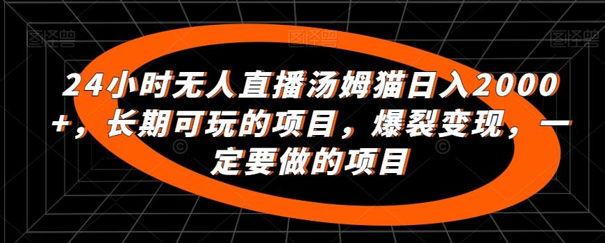 24小时无人直播汤姆猫日入2000+，长期可玩的项目，爆裂变现，一定要做的项目【揭秘】-梦清网创