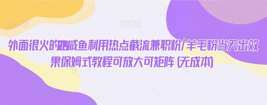 外面很火的2024咸鱼利用热点截流兼职粉/羊毛粉当天出效果保姆式教程可放大可矩阵(无成本)-梦清网创