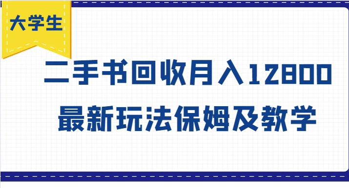 大学生创业风向标，二手书回收月入12800，最新玩法保姆及教学-梦清网创