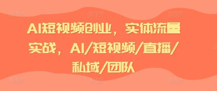 AI短视频创业，实体流量实战，AI/短视频/直播/私域/团队-梦清网创