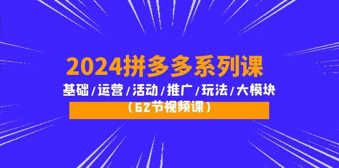 (10019期)2024拼多多系列课：基础/运营/活动/推广/玩法/大模块(62节视频课)-梦清网创
