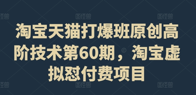 淘宝天猫打爆班原创高阶技术第60期，淘宝虚拟怼付费项目-梦清网创